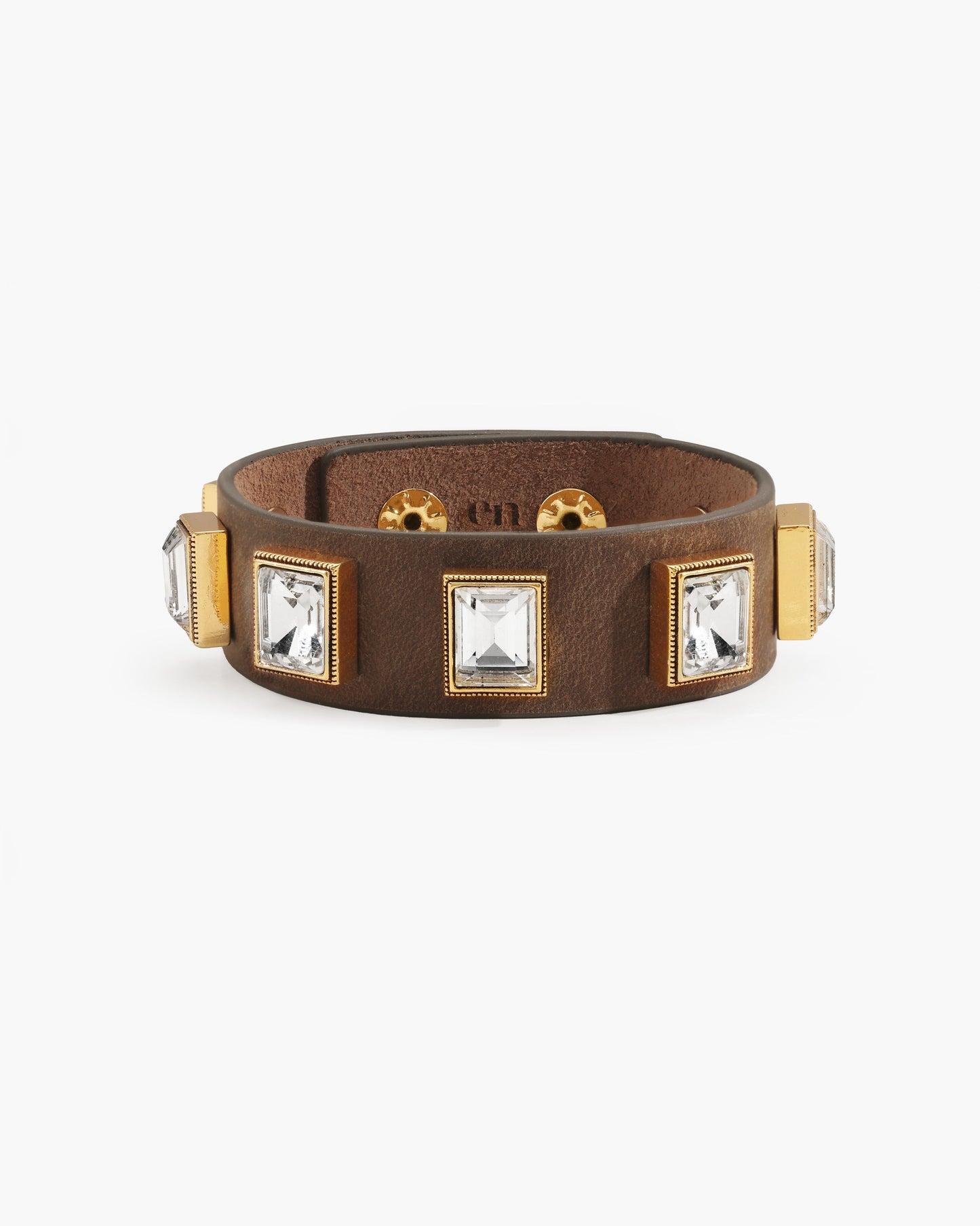 Crystal Studded Leather Wristband