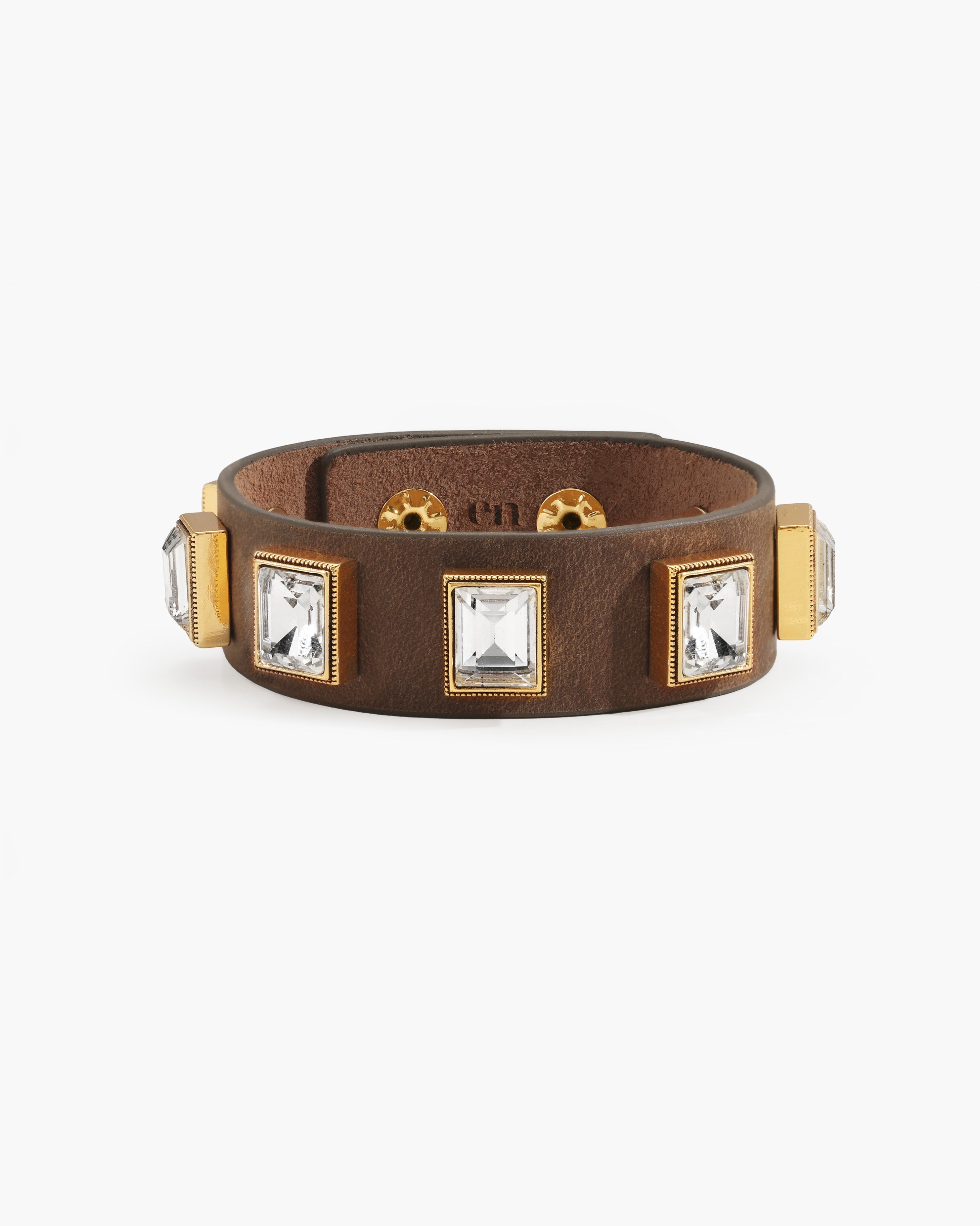 Crystal Studded Leather Wristband