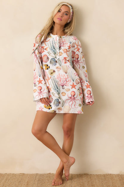Paradisa Biscayne Bay Multi Cotton Linen Mini Dress