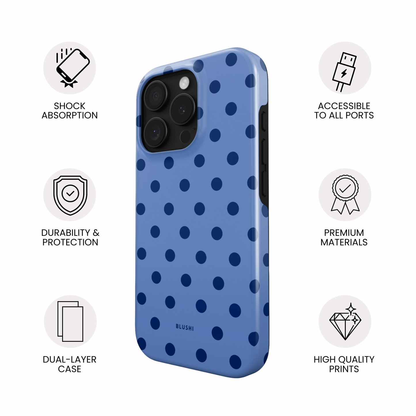 Polka Dot Phone Case⎪Blue and Navy