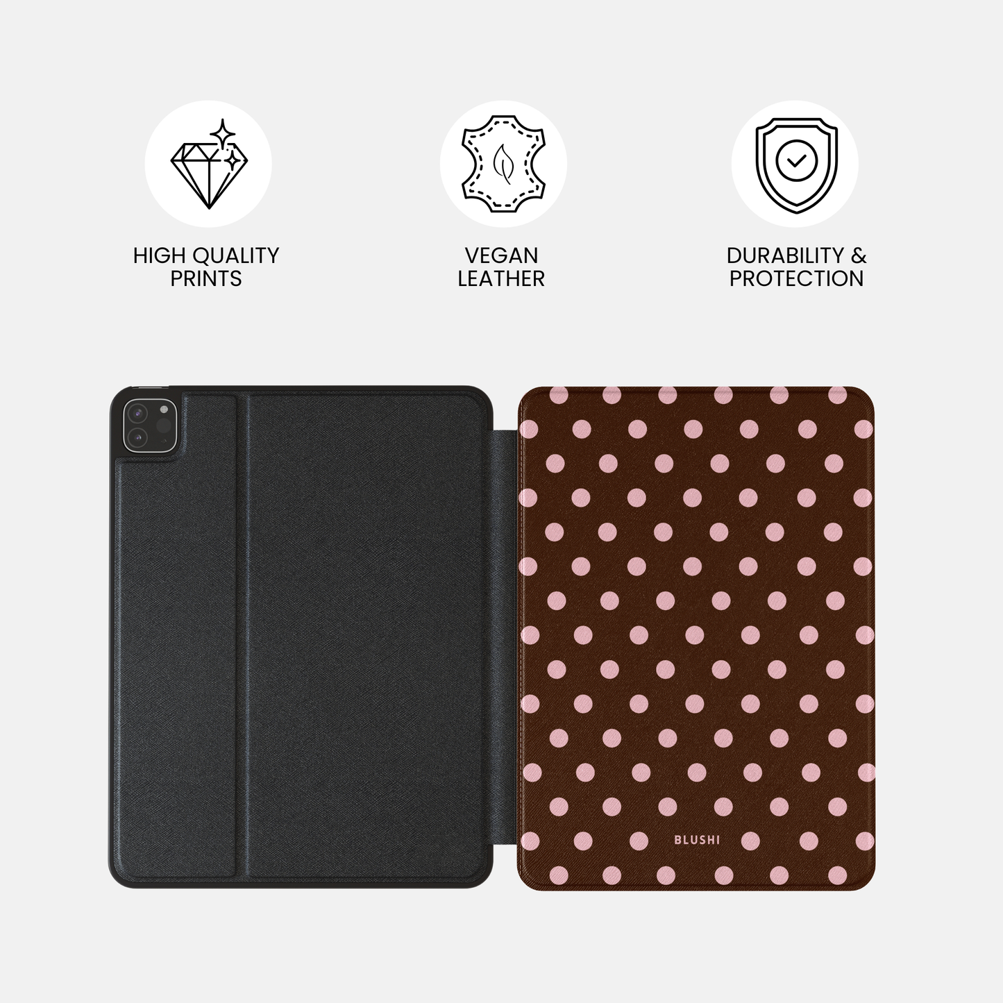 Polka Dot iPad Case⎪Brown & Pink
