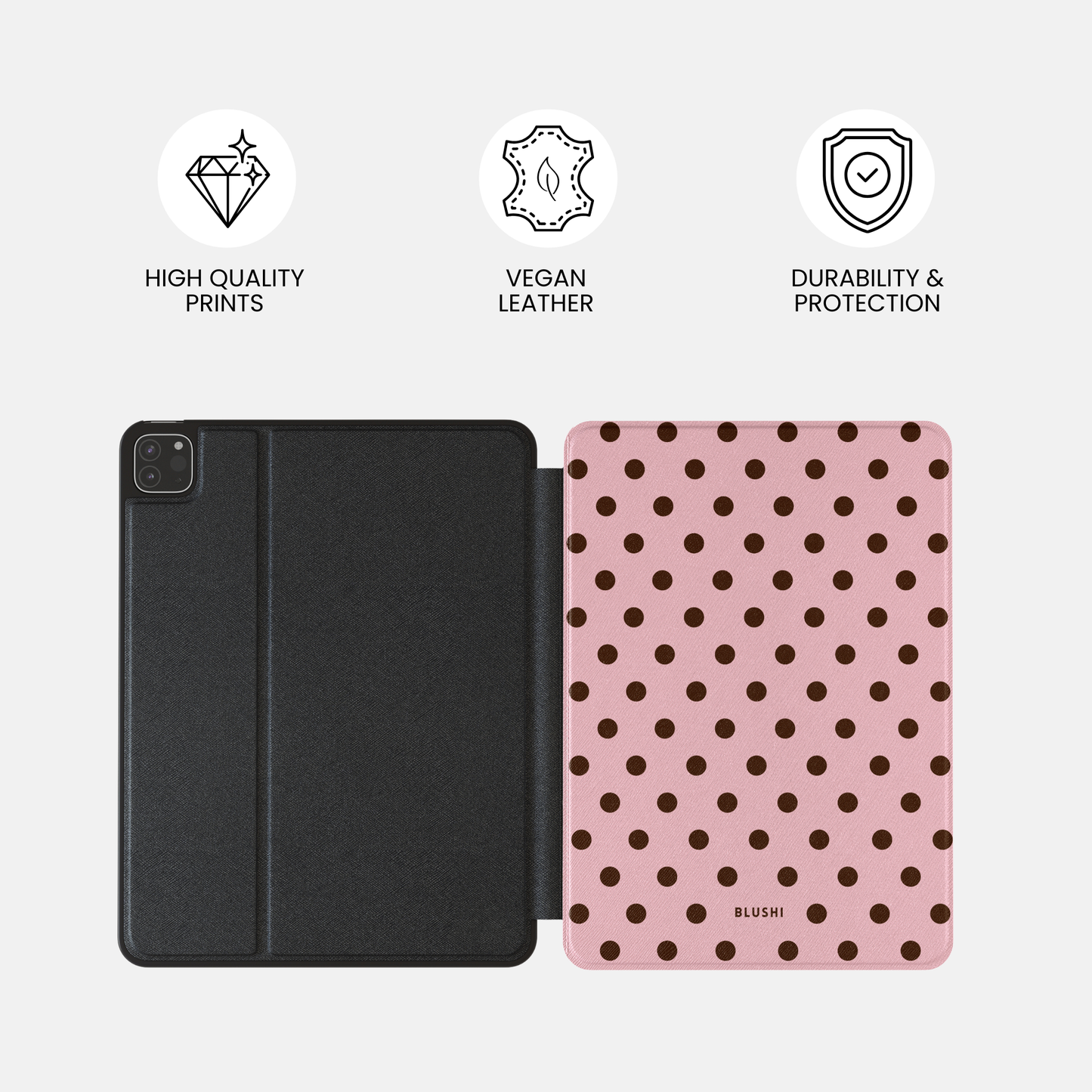 Polka Dot iPad Case⎪Pink & Brown