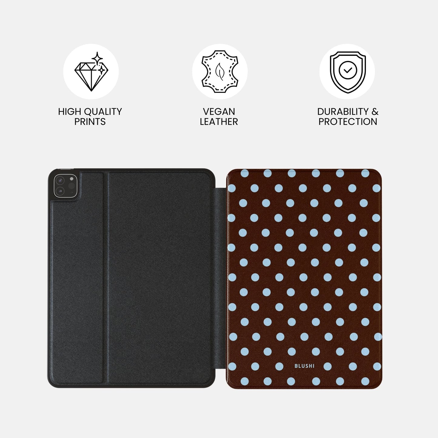 Polka Dot iPad Case⎪Brown & Blue
