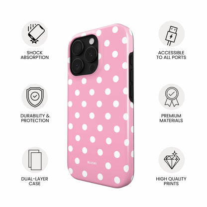 Polka Dot iPhone Case - Pink & White⎪MagSafe