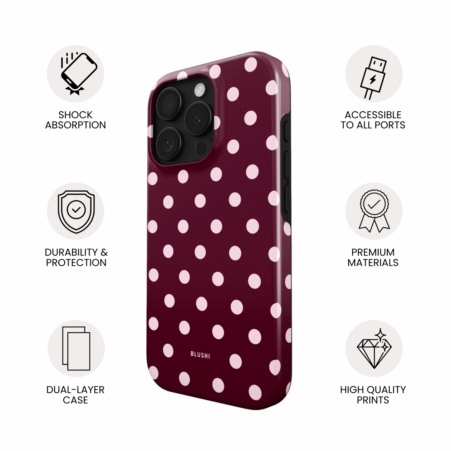 Polka Dot Phone Case⎪Burgundy and Pink
