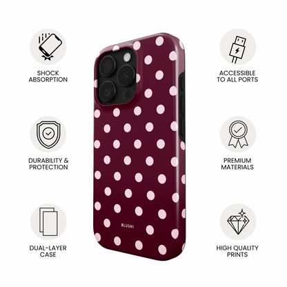 Polka Dot Phone Case⎪Burgundy and Pink