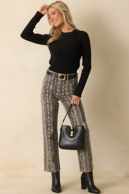 Made For Days Like This Tan Snakeskin Cotton Stretch Jeans
