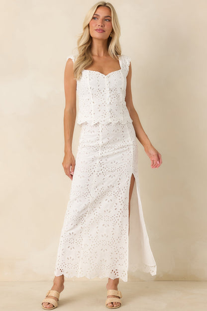 Z Supply Emrie White Cotton Eyelet Maxi Skirt