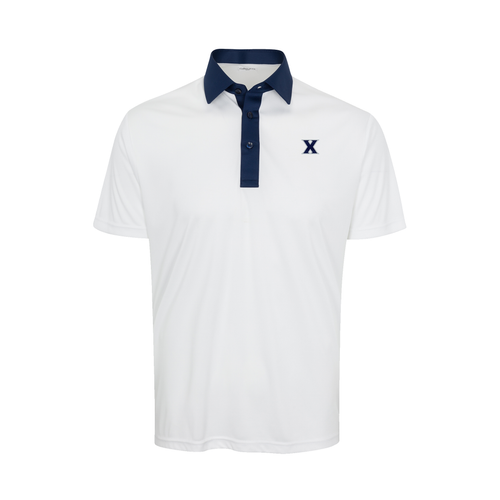 Xavier Semi-Spread Collar Polo Austin White with Navy Accent