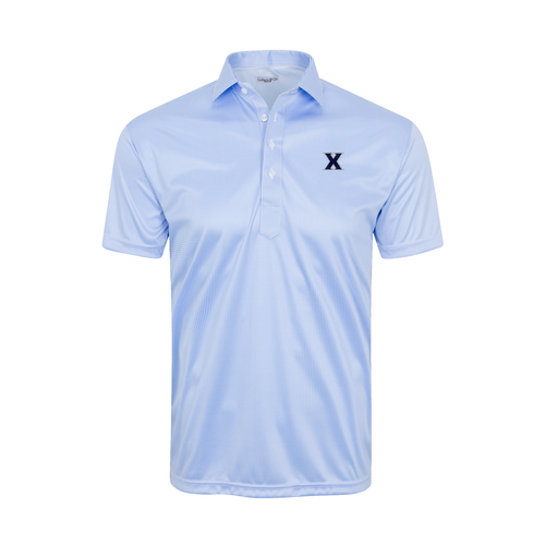 Xavier Semi-Spread Collar Polo Blue Houndstooth