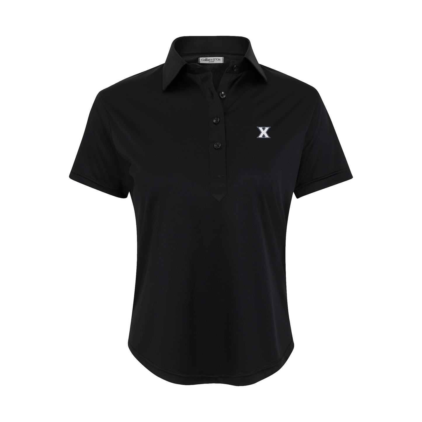 Xavier Women's Cap Sleeve Semi Spread Polo Black