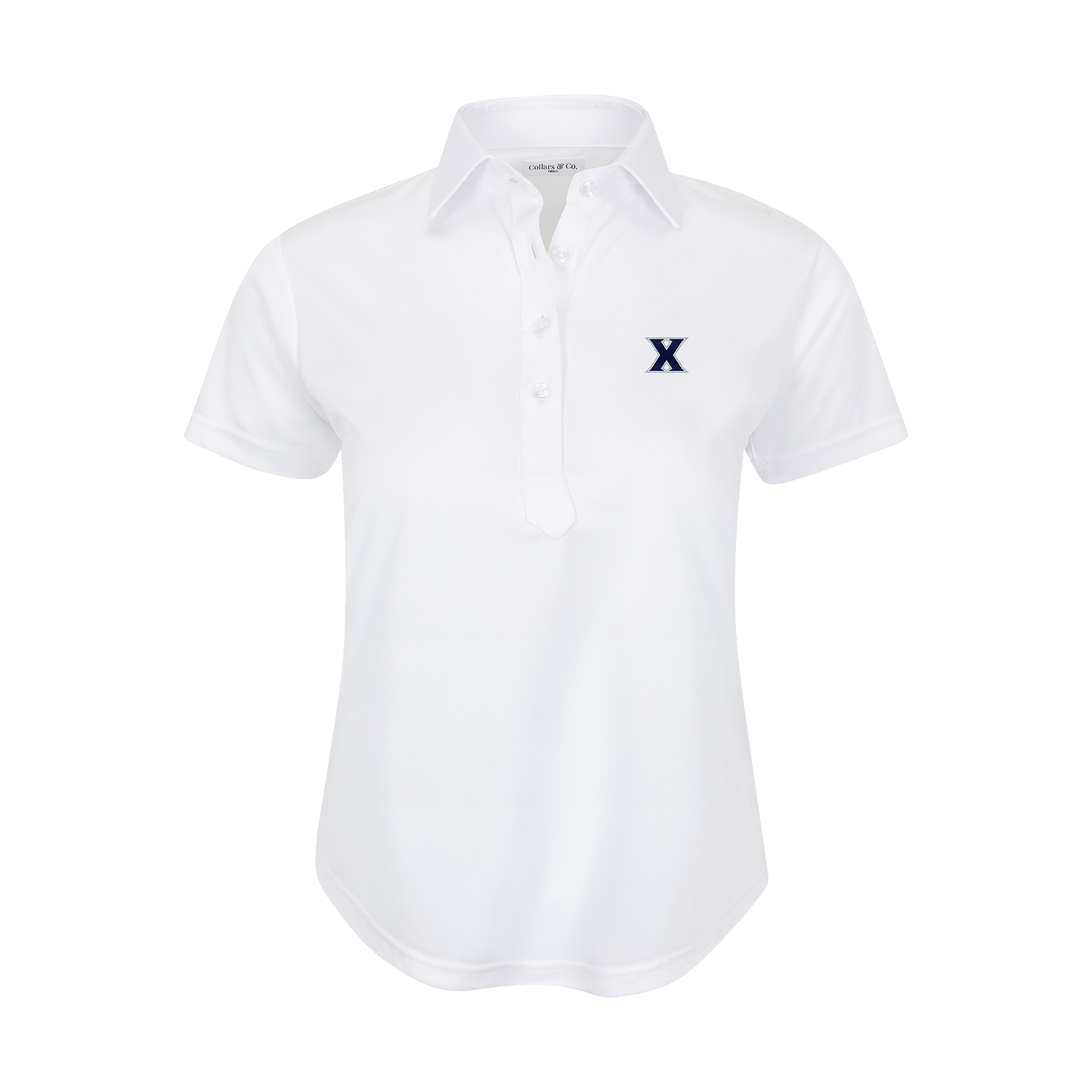 Xavier Women's Cap Sleeve Semi Spread Polo White