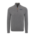 Yale Grey with Grey Trim Luxury Touch Cotton and Cashmere Quarter Zip Sweater