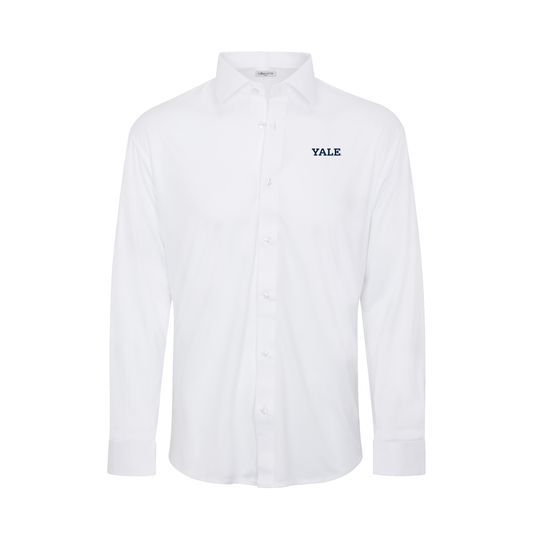 Yale Quattro Flex Dress Shirt with Semi-Spread Collar White