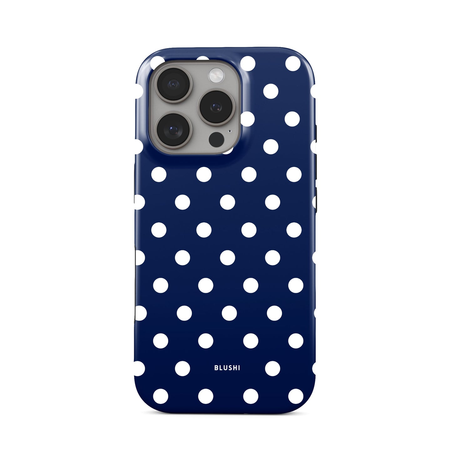 Polka Dot iPhone Case - Navy Blue & White⎪MagSafe