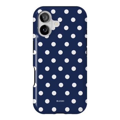 Polka Dot iPhone Case - Navy Blue & White⎪MagSafe
