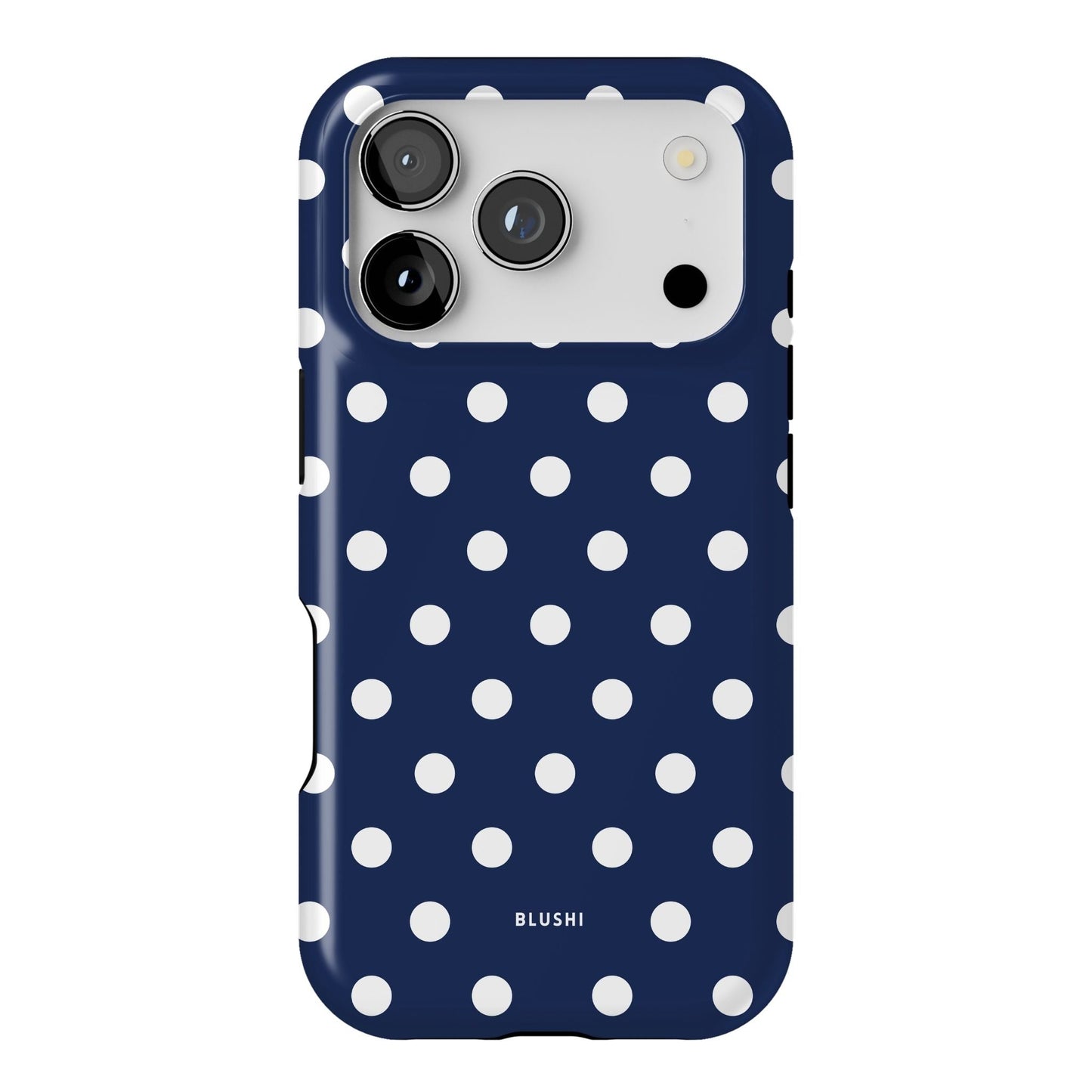 Polka Dot iPhone Case - Navy Blue & White⎪MagSafe
