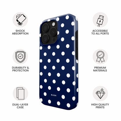 Polka Dot iPhone Case - Navy Blue & White⎪MagSafe