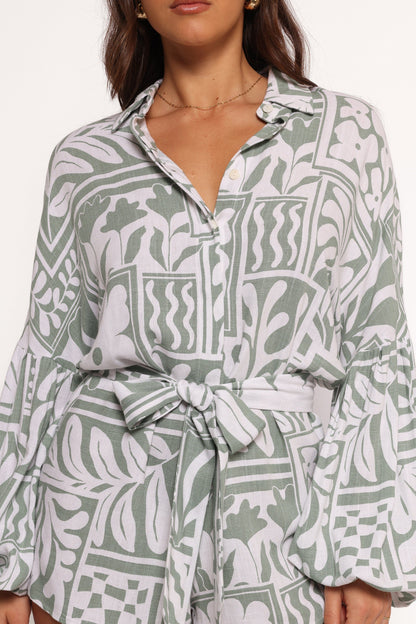 Tansy Romper - Sage Print