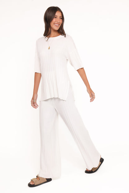 Alix Ribbed Knit Set - Cream