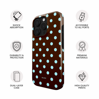 Polka Dot iPhone Case - Brown & Blue⎪MagSafe