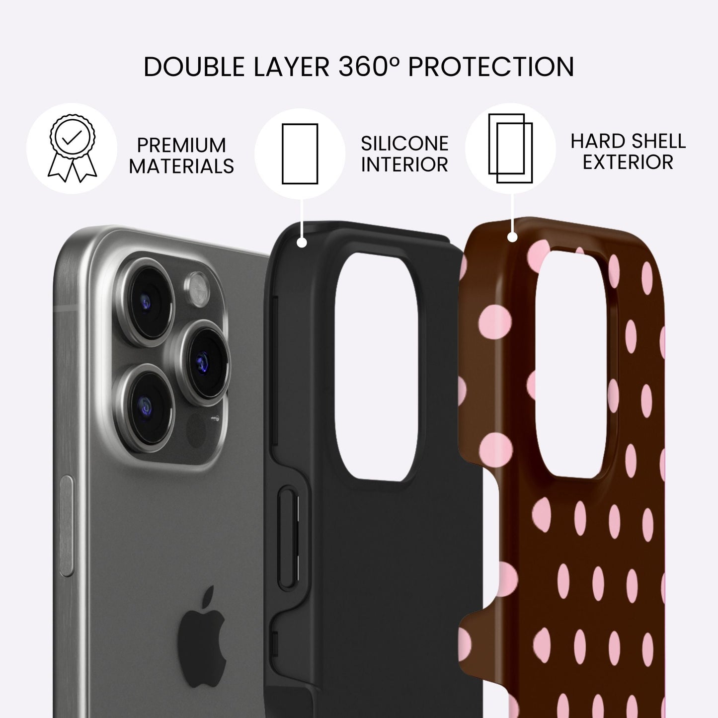Polka Dot Phone Case⎪Brown & Pink