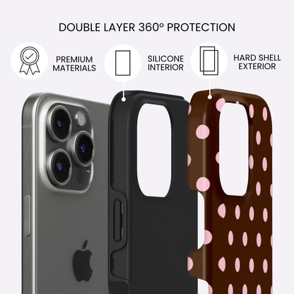 Polka Dot Phone Case⎪Brown & Pink