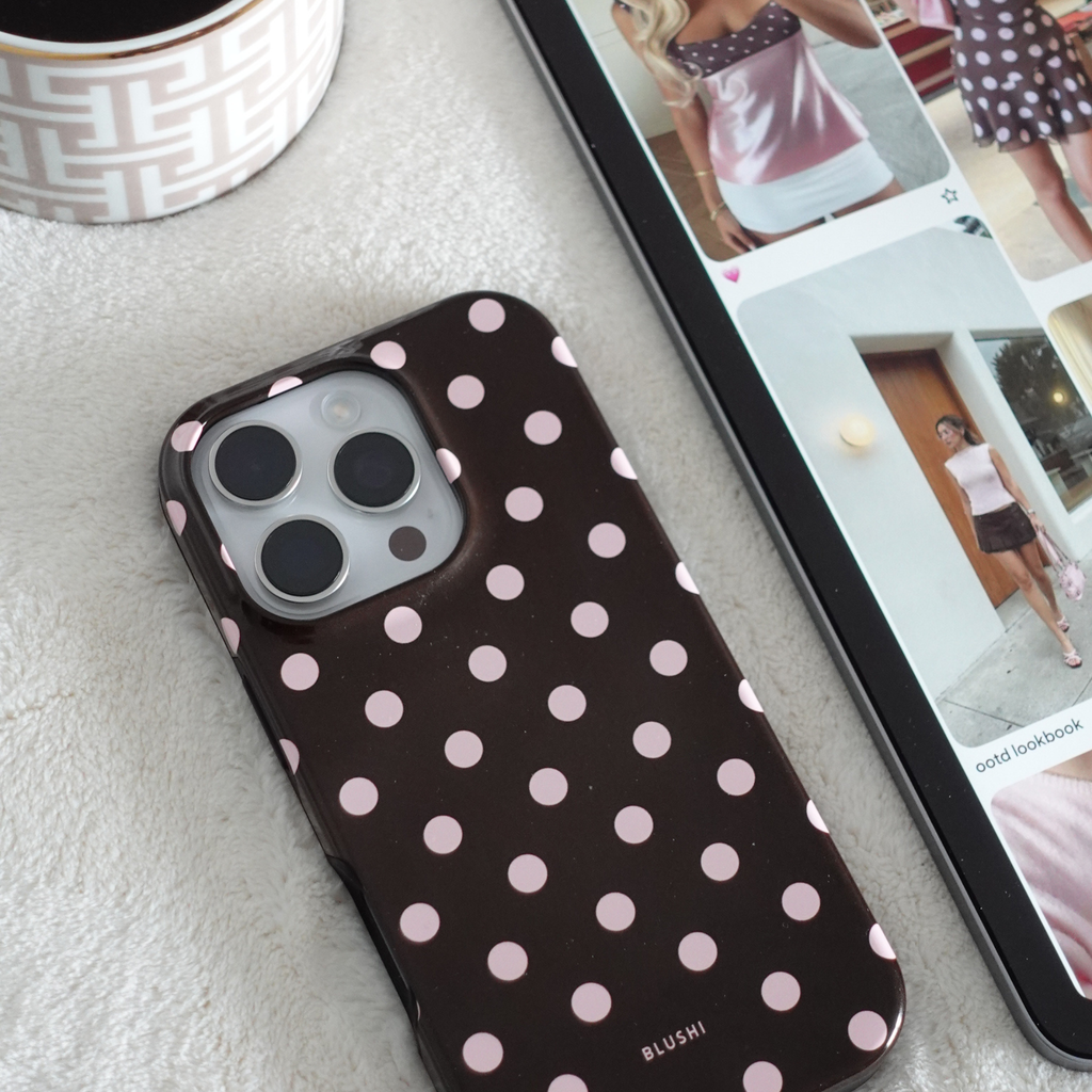 Polka Dot iPhone Case - Brown & Pink⎪MagSafe