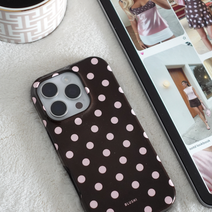 Polka Dot iPhone Case - Brown & Pink⎪MagSafe
