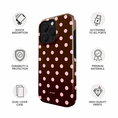 Polka Dot iPhone Case - Brown & Pink⎪MagSafe