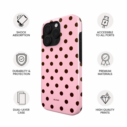 Polka Dot iPhone Case - Pink & Brown⎪MagSafe