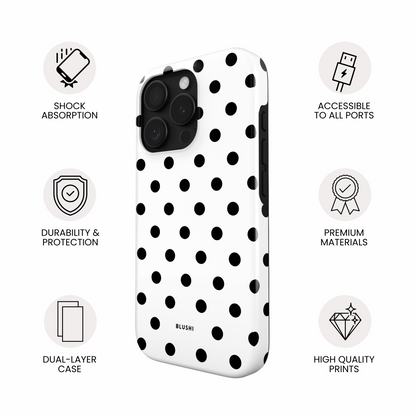 Polka Dot iPhone Case - White & Black⎪Magsafe