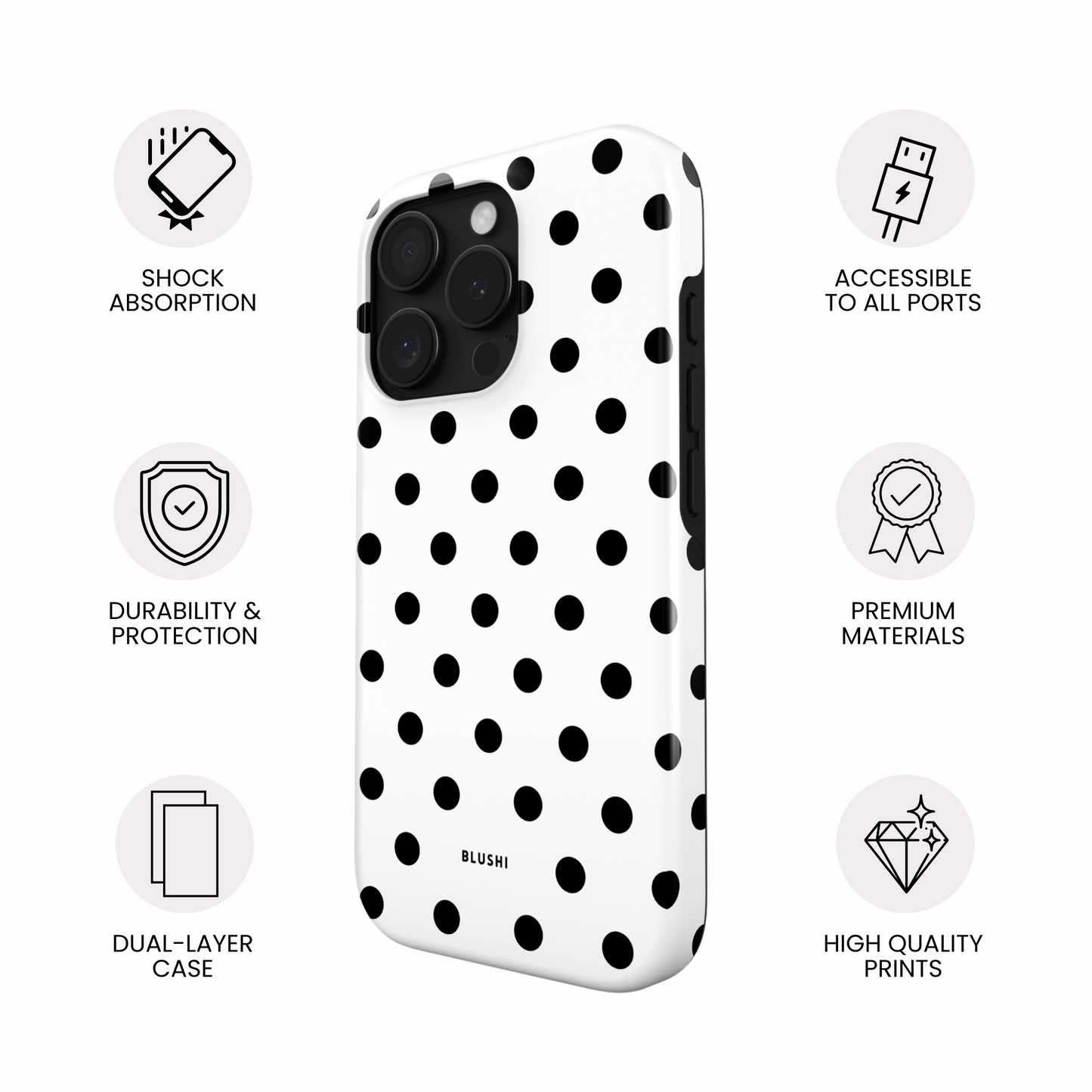 Polka Dot Phone Case | White and Black
